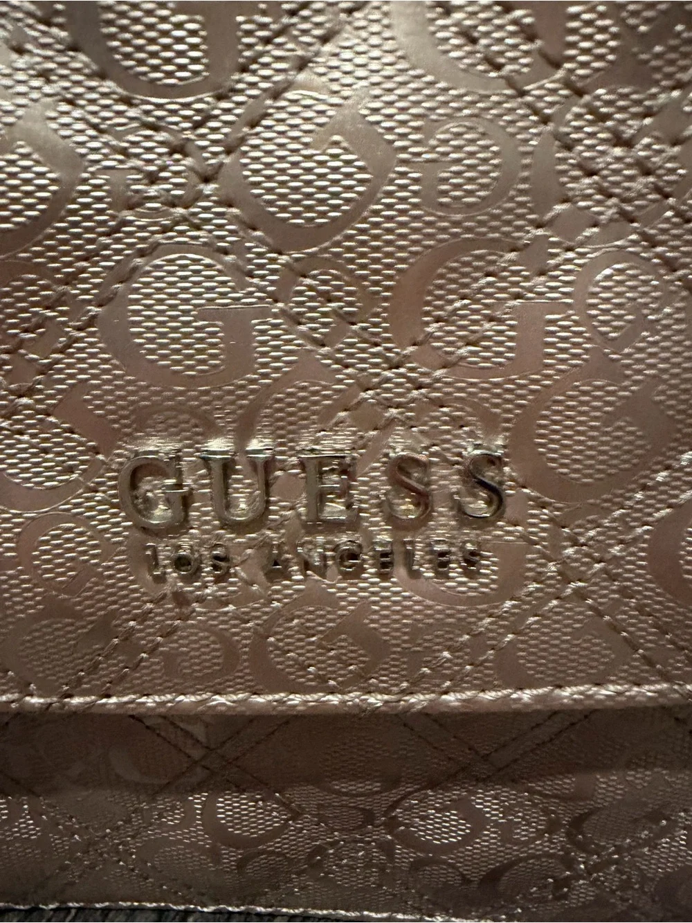 NWOT GUESS Metallic Bronze Quilted Shoulder Bag with Chain Detail
